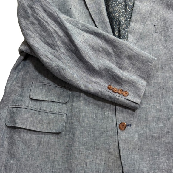 Ralph Ralph Lauren Mens Linen Blazer Blue Paisley Lined Sport Coat Jacket 52R - Picture 7 of 10